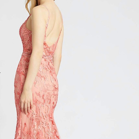 MAC DUGGAL 79288M LONG CORAL OMBRE MERMAID PROM DRESS SHEER BODICE PAGEANT - Picture 6 of 6